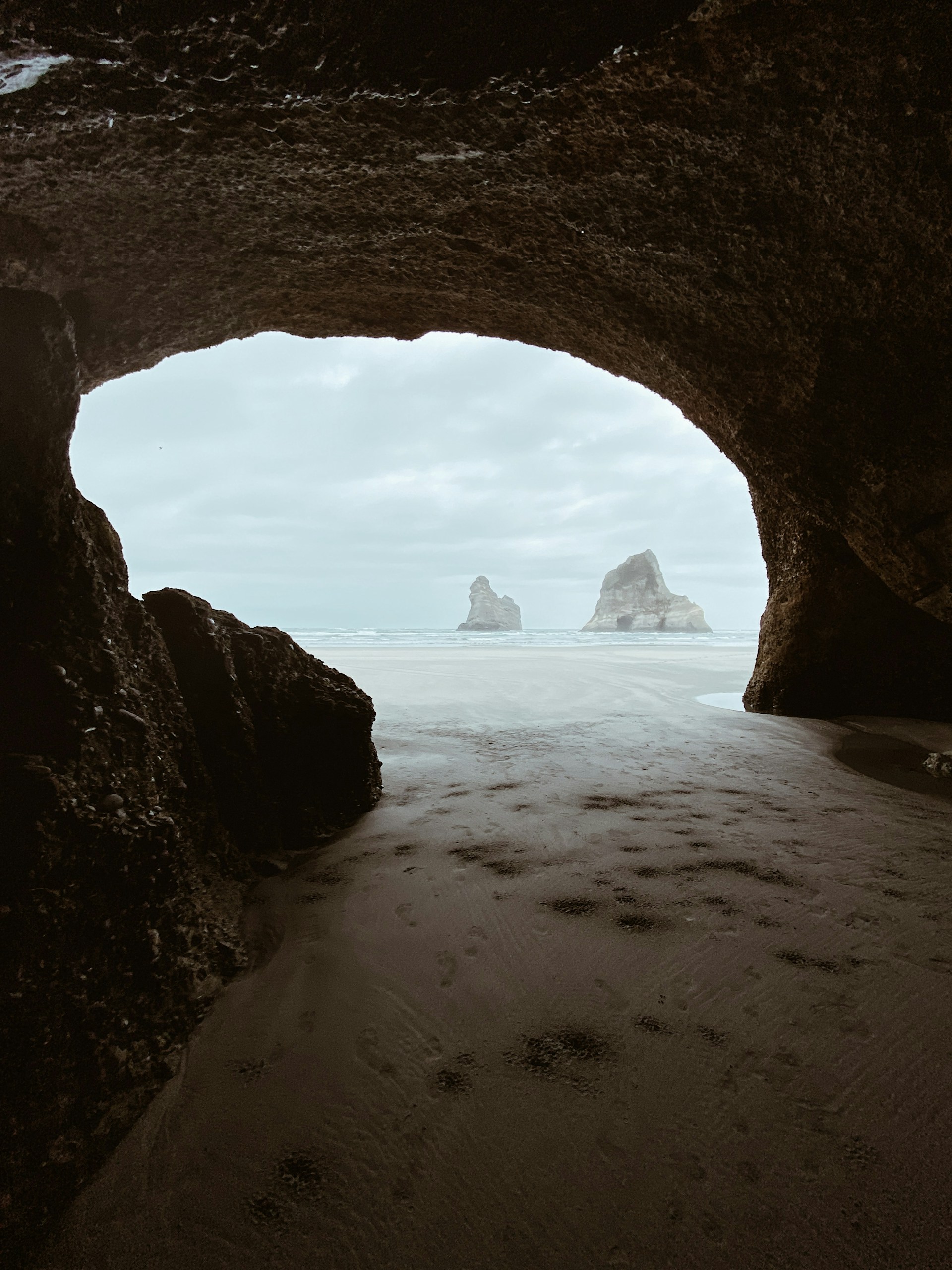 Rocky cove at beach.